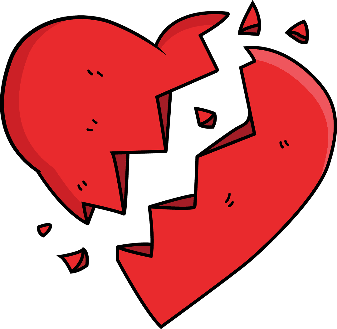 Transparent Illustration of Broken Heart with Cracks Design