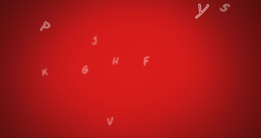 Floating alphabet letters on vivid red background
