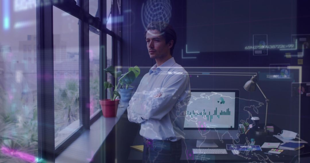 Businessman Analyzing Data Insights in Modern Office