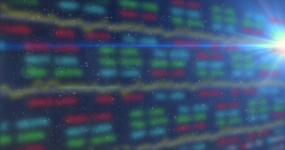 Abstract Digital Grid with Trading Charts and Colorful Background