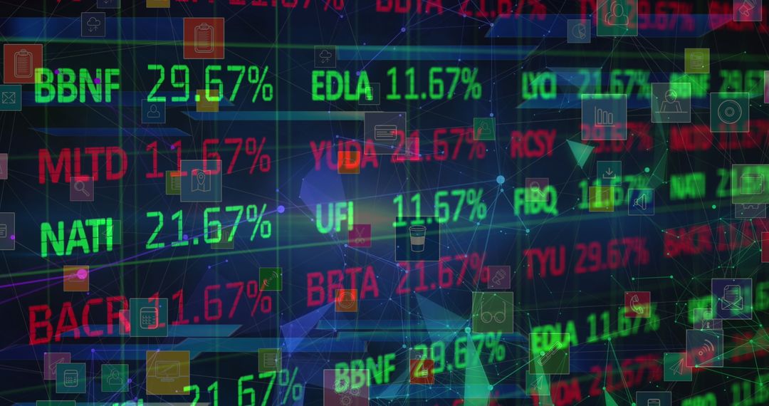 Dynamic Stock Market Numbers with Digital Interface Overlay