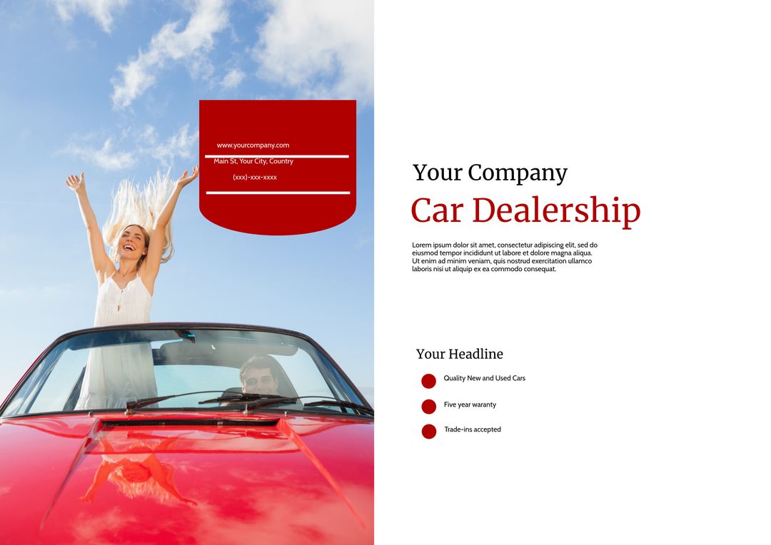 Joyful Woman Enjoying Drive in Convertible Highlights Car Dealership -  Download Free Template from Pikwizard