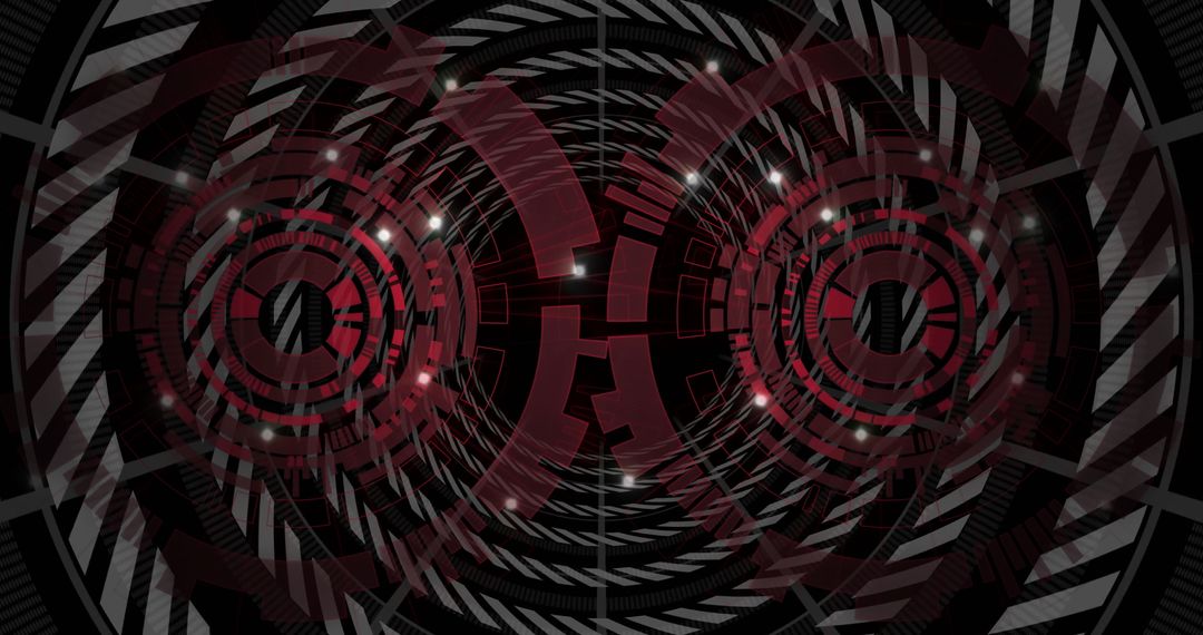 Futuristic Abstract Red Concentric Virtual Tunnel