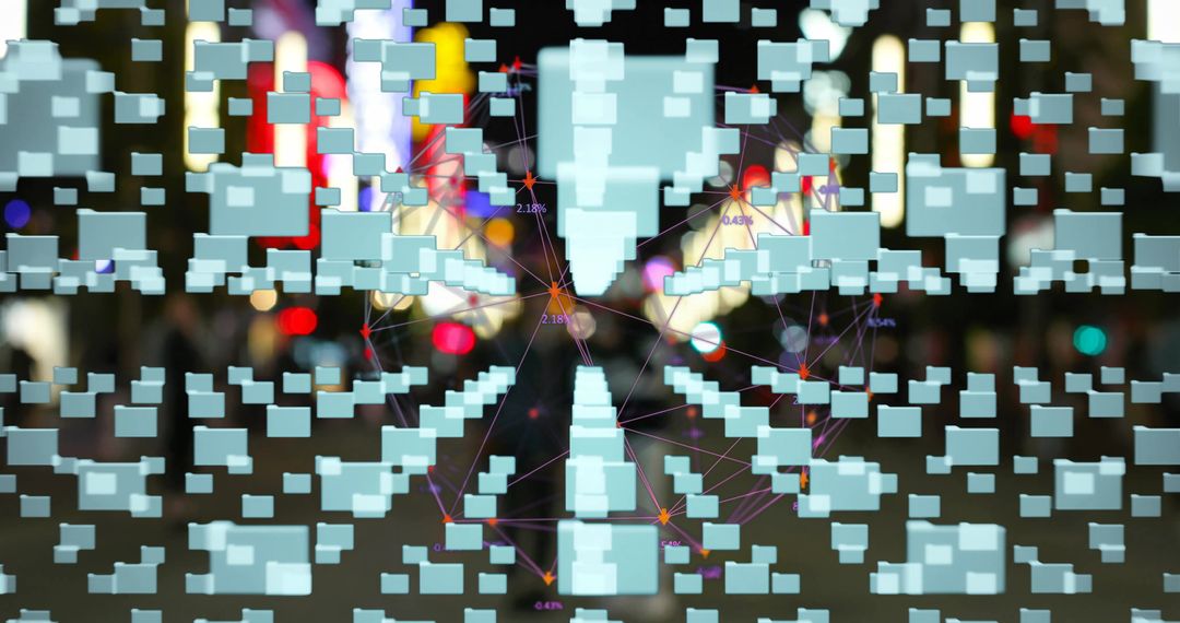 Futuristic technology connectivity in urban night scene