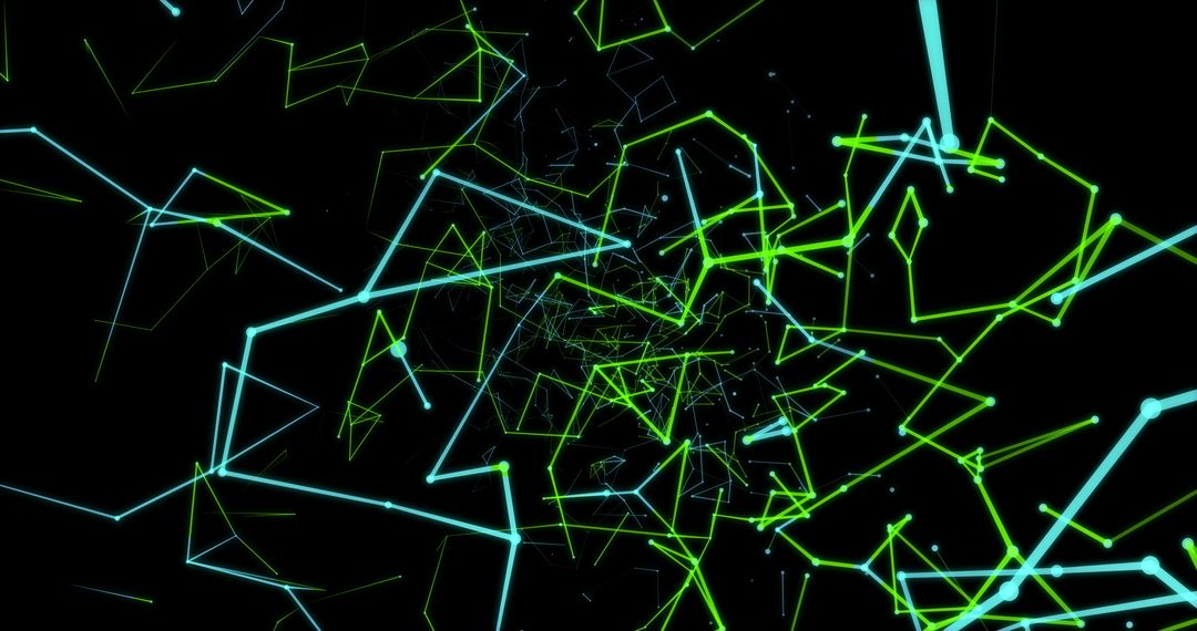 Dynamic Neon Geometric Lines Forming 3D Digital Tunnel