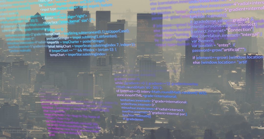 Financial Data Overlay on Urban Skyline Representing Business Analytics