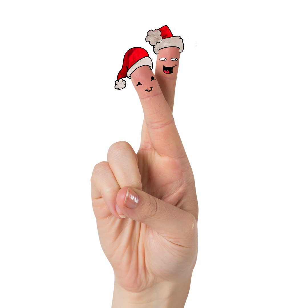 Hand Displaying Fingers Wearing Santa Hats on Transparent Background - Download Free Stock Images Pikwizard.com