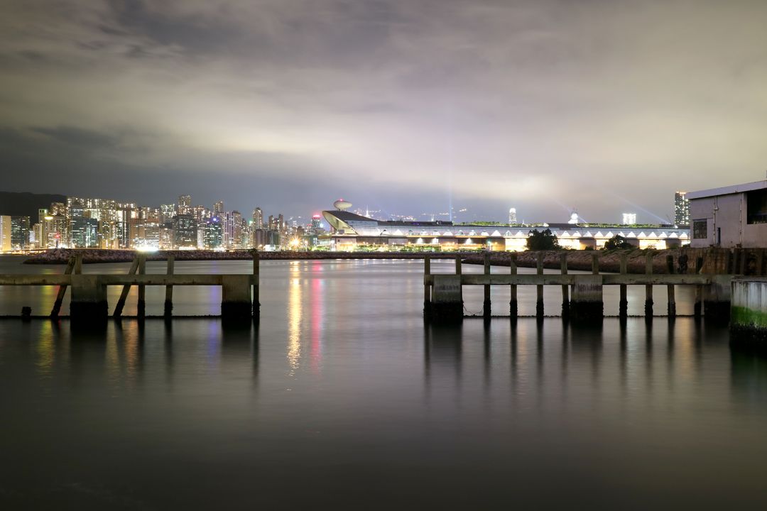 Scenic Night View of Victoria Harbour and City Skyline - Free Images, Stock Photos and Pictures on Pikwizard.com