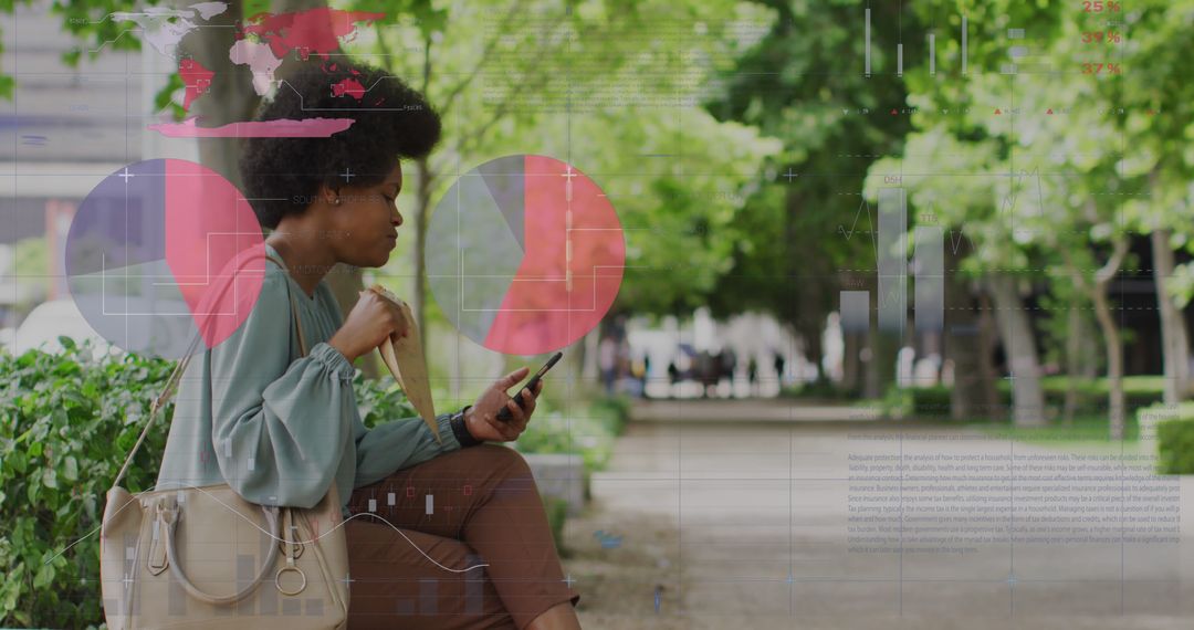 Young Woman Analyzing Data on Smartphone in Park Setting - Free Images, Stock Photos and Pictures on Pikwizard.com