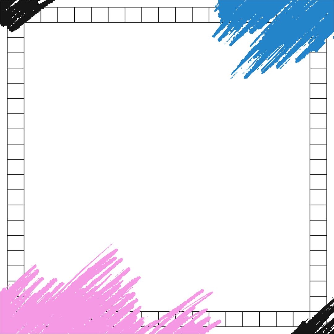 Flat Abstract Frame Transparent Background with Brush Strokes