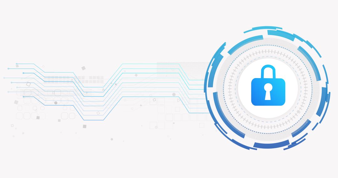 Digital Network Security Lock Icon on White Background