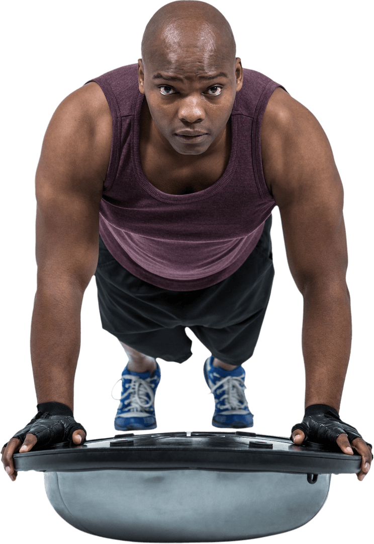Fit Man Exercising in Studio on Transparent Background