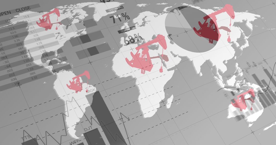 Global Oil Market Trends Visualized with Pump Jacks and Graphs