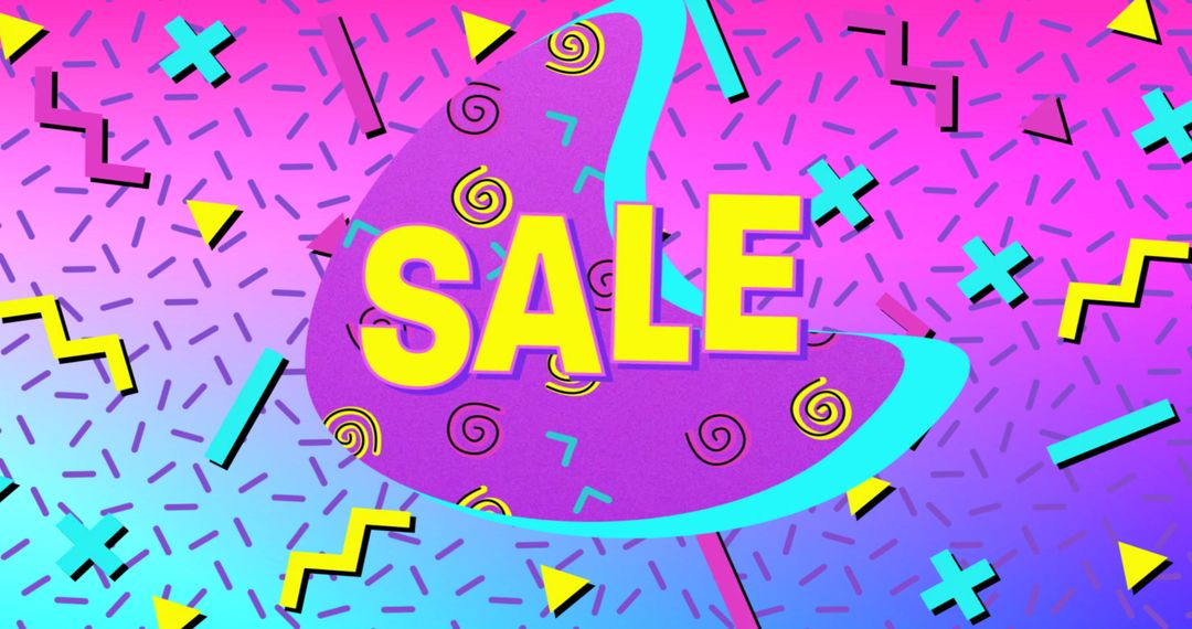 Vibrant Retro Sale Design with Bold Geometric Shapes