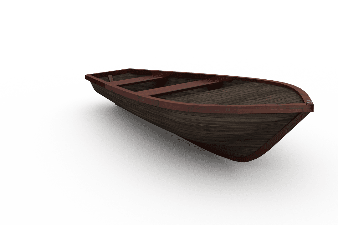 Digital Illustration Empty Wooden Boat Transparent Background