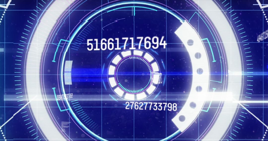 Futuristic Digital Interface with Rotating Hologram Elements