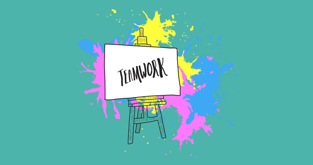 Colorful Teamwork Canvas on Green Background