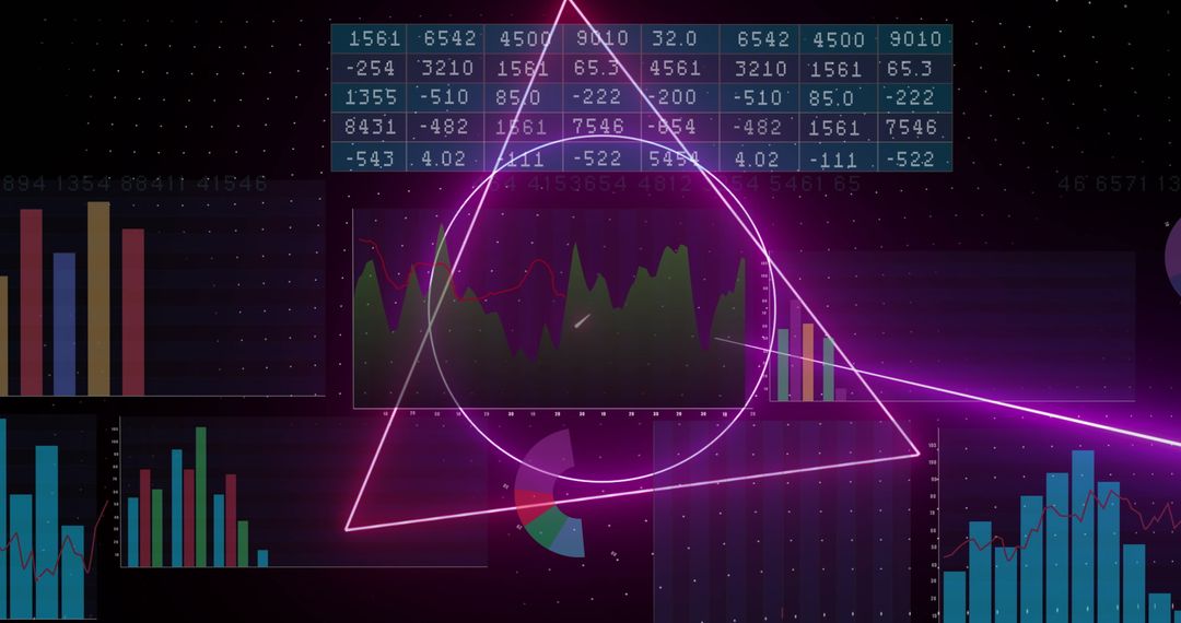 Glowing Geometric Shapes with Financial Data Visualization