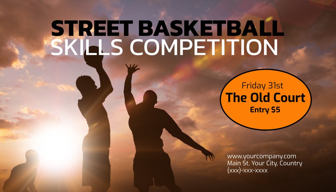 Silhouettes of Basketball Players at Sunset for Competition Promos