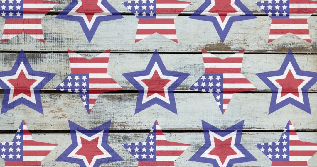 Patriotic American Stars on Rustic Wooden Background