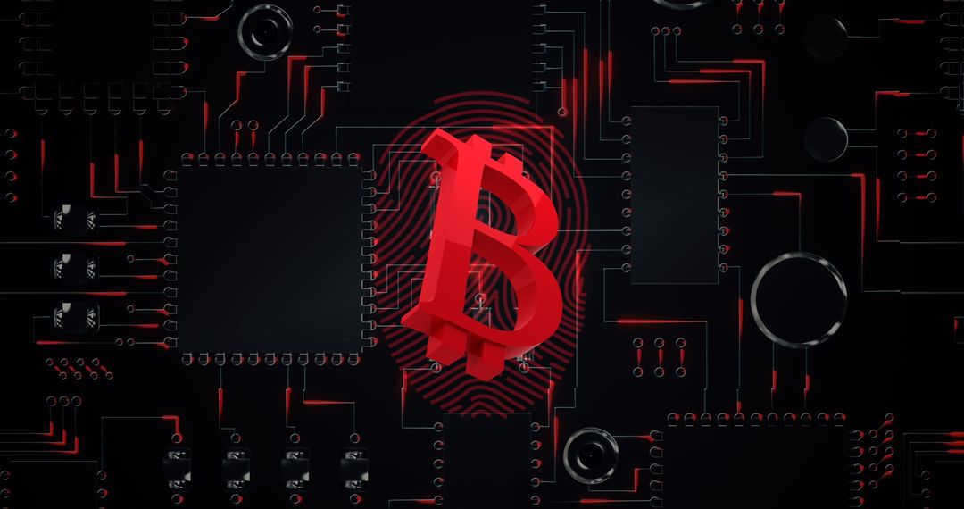 Futuristic Bitcoin Symbol on Digital Circuit Board Concept