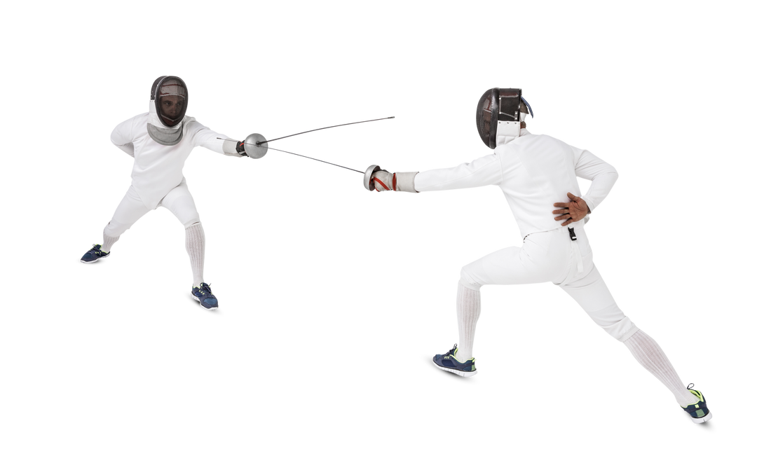 Two Male Fencers dueling on transparent background Isolated - Download Free Stock Images Pikwizard.com