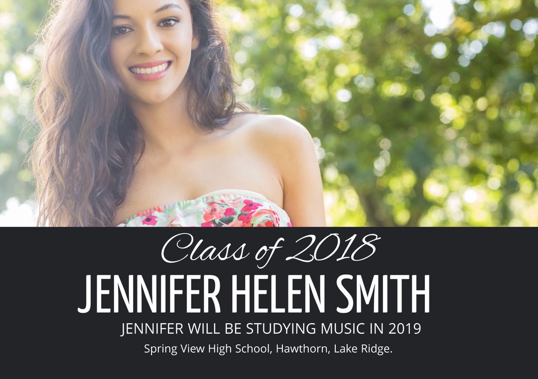 Graduation Announcement with Smiling Graduate Celebrating Future Plans