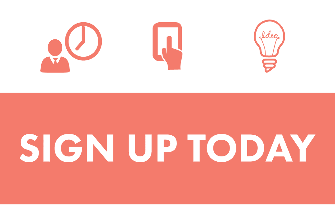 Red Transparent Business Icon Set with Sign Up Message