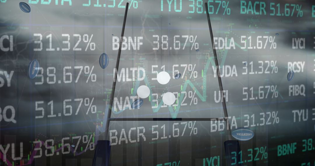 Rugby Balls Within Stock Market Glitch Background Conceptual