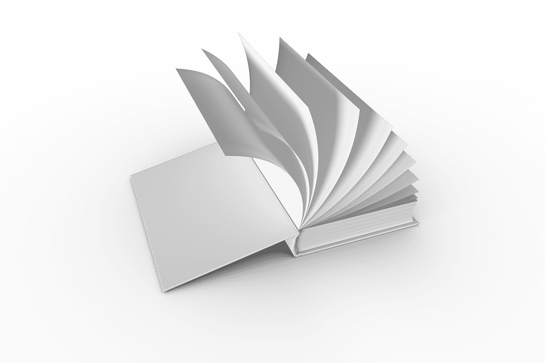 Open White Book on Transparent Background for Education Resources