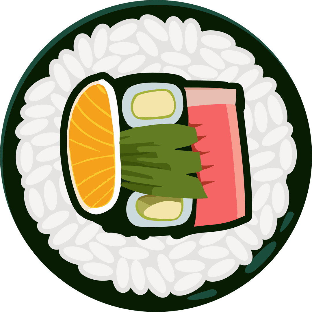 Stylized Transparent Sushi Illustration Circle Arrangement