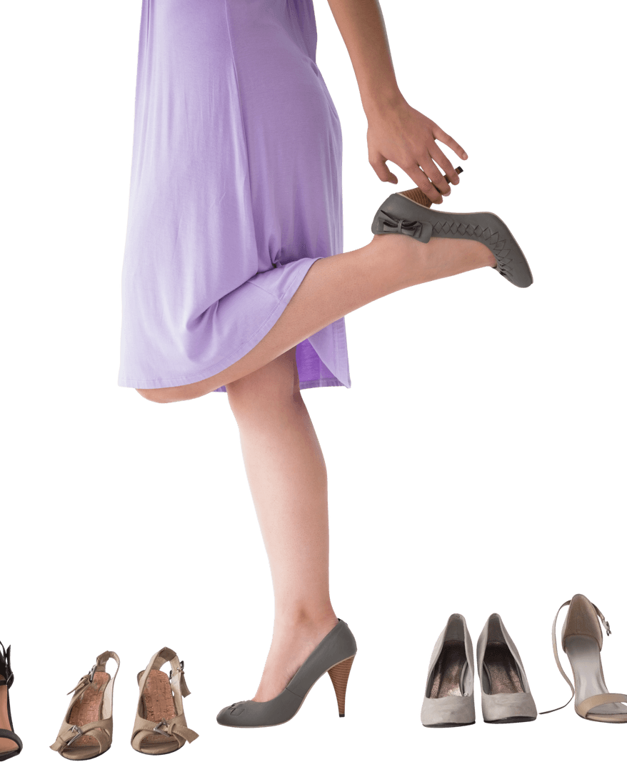 Transparent Selection Woman Choosing Stylish High Heels