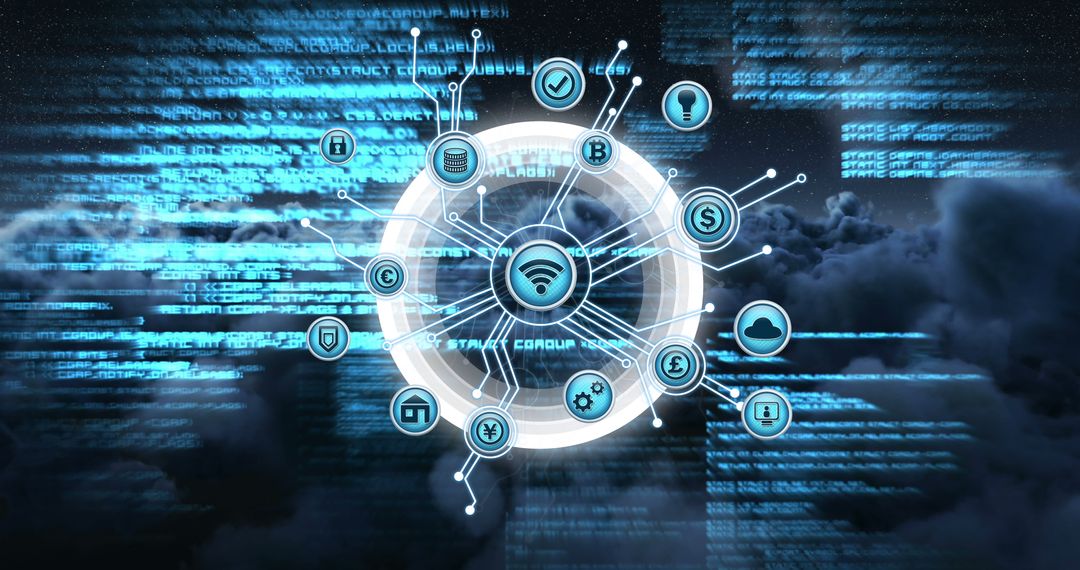 Wireless Network Connectivity with Cryptocurrency Icons