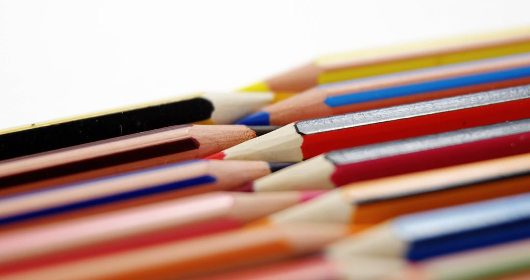 Close-Up of Multicolored Pencils for Creativity and Education