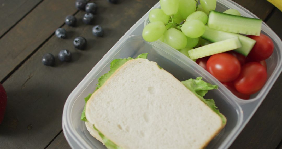 Healthy Packed Lunchbox with Fresh Veggies and Fruits