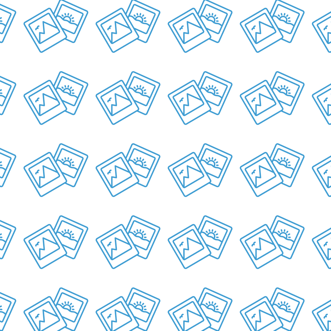 Seamless Blue Photo Icons Pattern on Transparent Background
