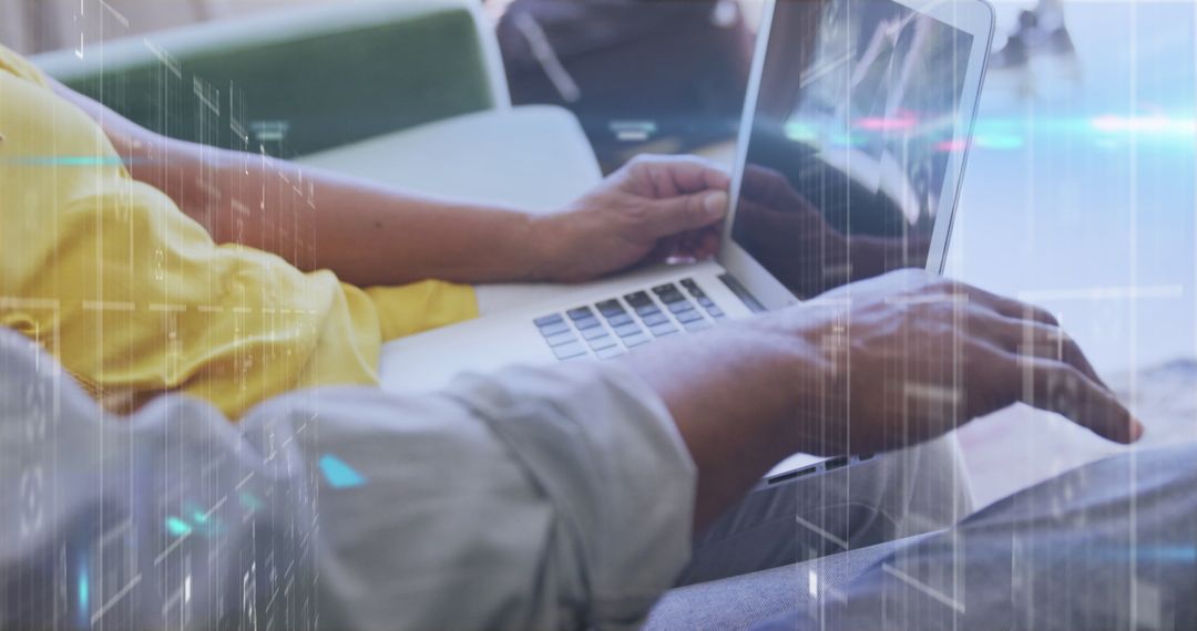 Data Processing Concept with Colleagues Working on Laptop