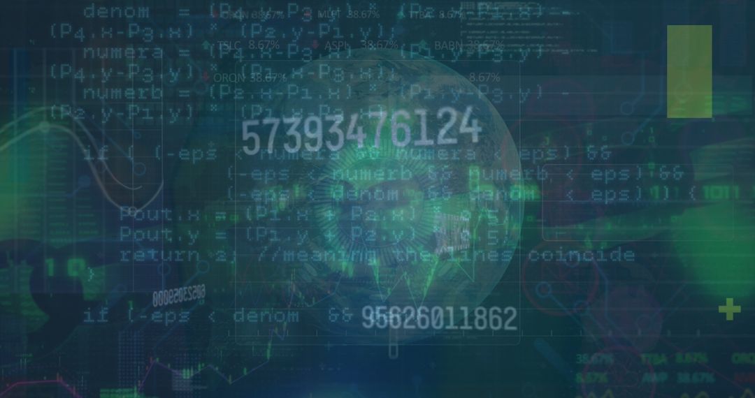 Digital network visualization with binary code and globe