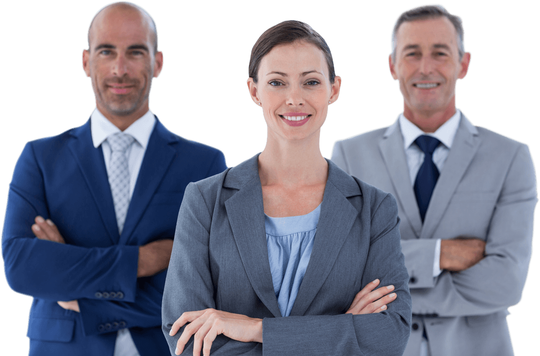 Transparent Business Team Smiling with Confidence