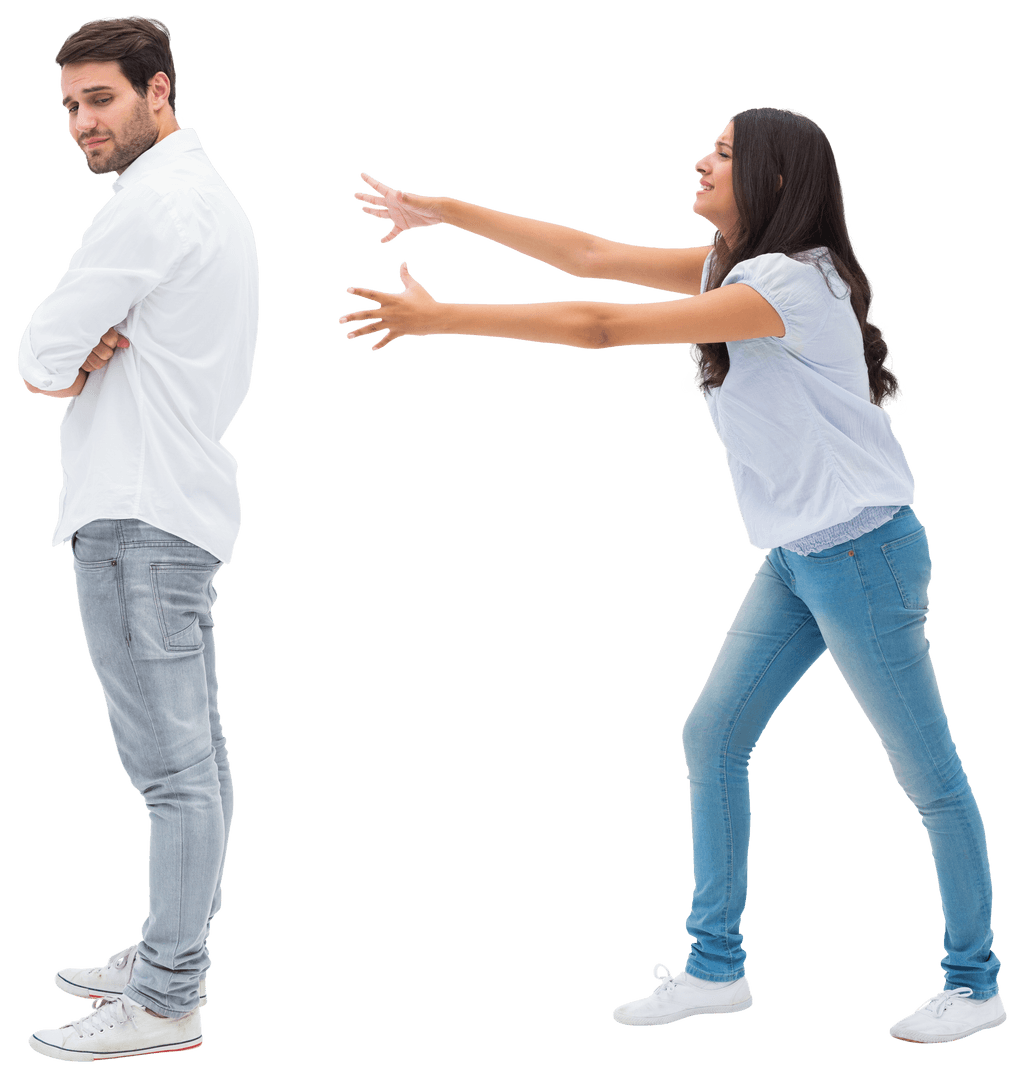 Transparent Caucasian Couple with Relationship Problems