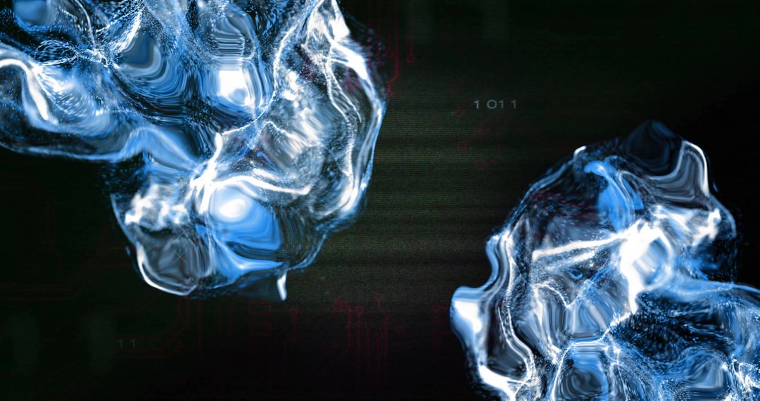 Futuristic Digital Data with Blue Liquid Effects on Black Mesh