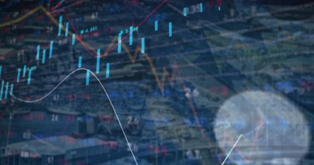 Digital Overlay of Financial Data with Futuristic Charts