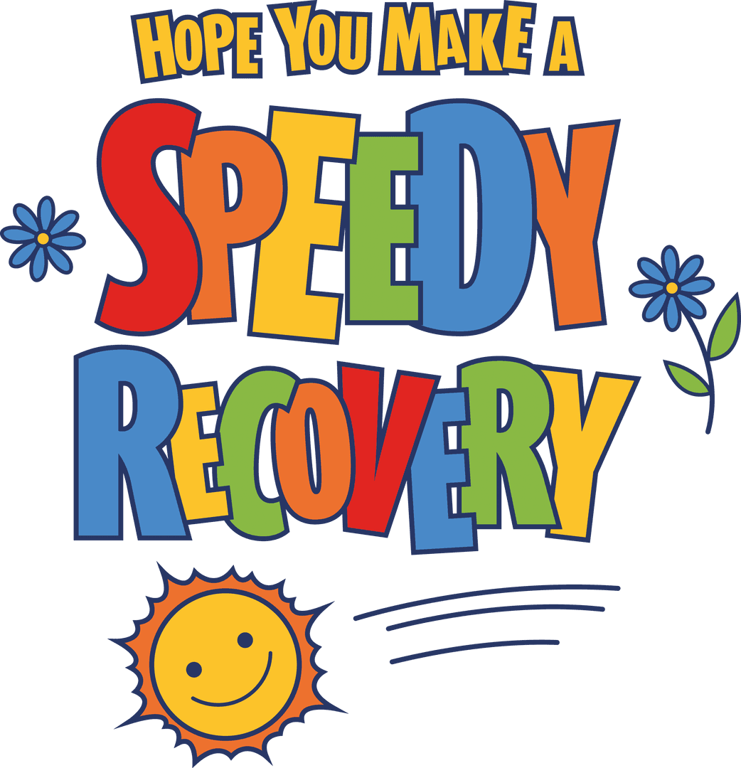 Playful Get Well Soon Design on Transparent Background