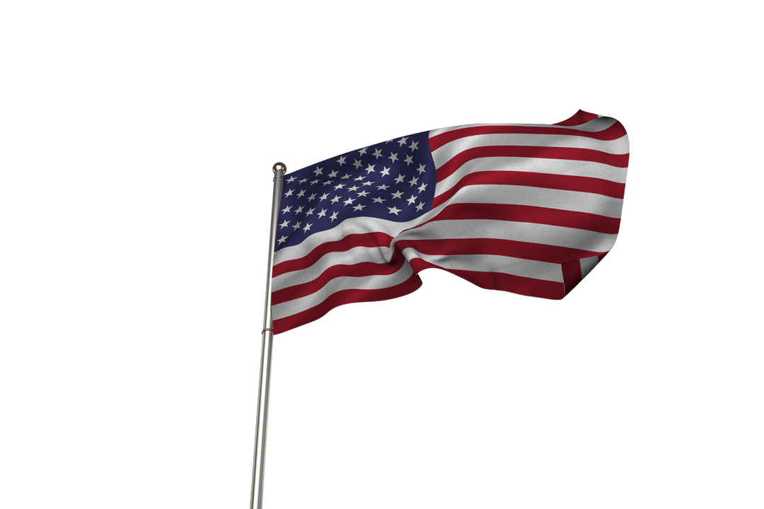 Waving USA Flag on Transparent Background