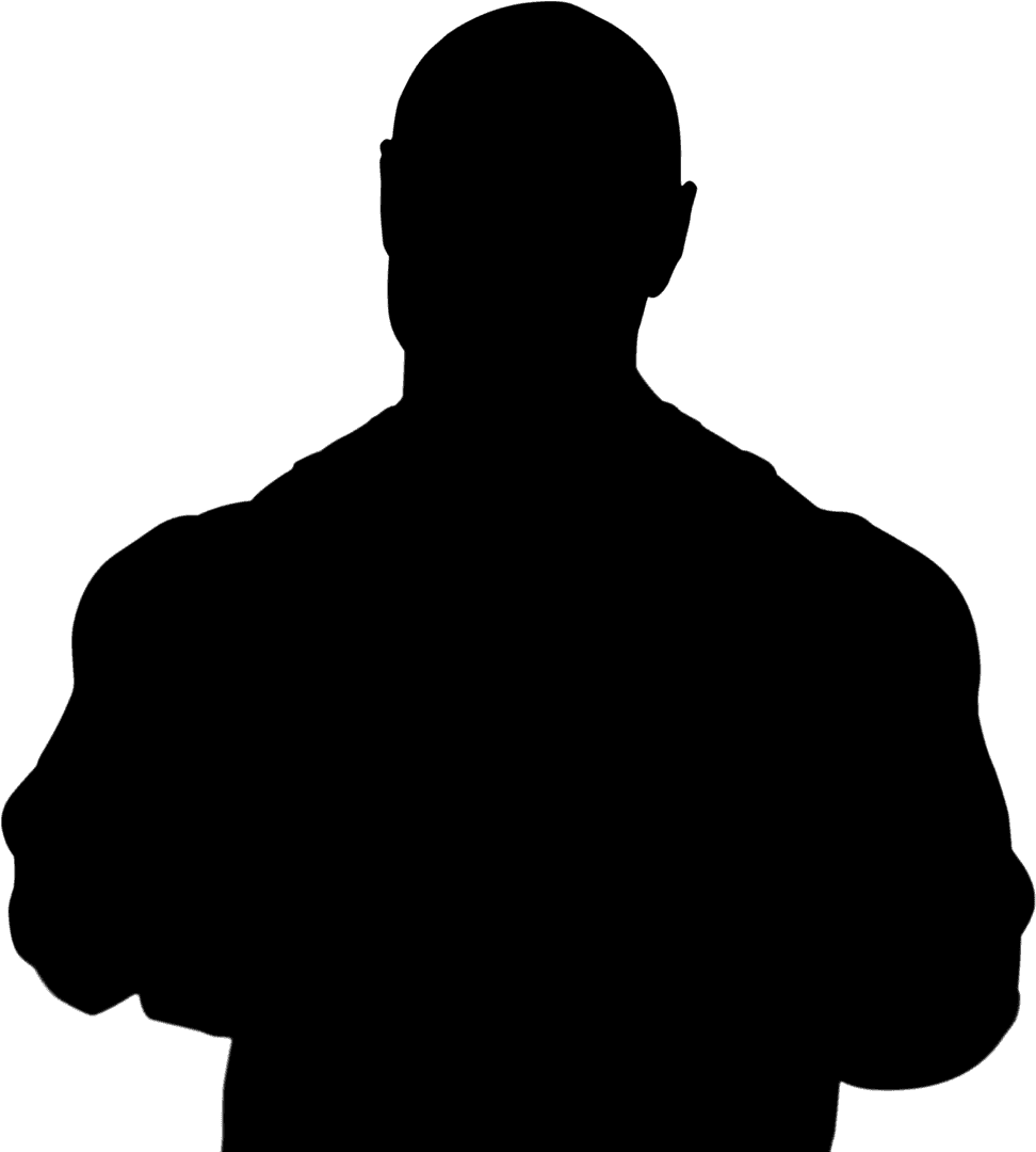 Silhouette of Man Flexing Muscles Demonstrating Strength