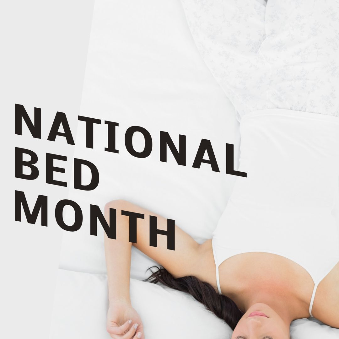 Woman Relaxing Under Duvet for National Bed Month Promotion - Download Free Stock Templates Pikwizard.com