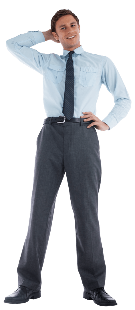 Confident Businessman Posing Transparently in Professional Attire