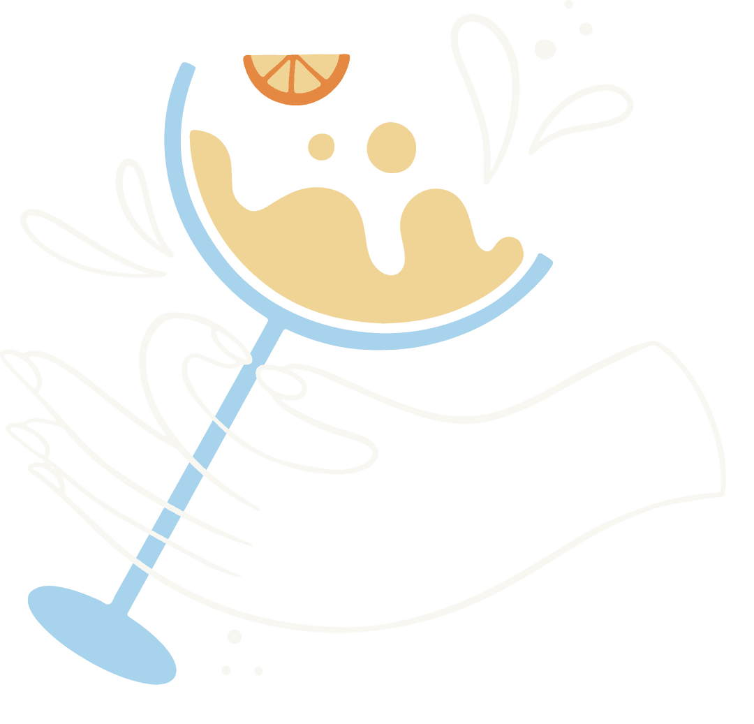 Stylized Hand Holding Refreshing Cocktail Illustrated