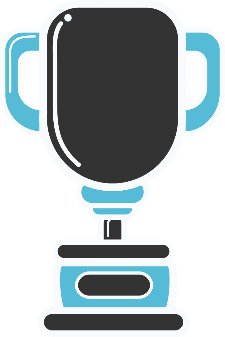 Transparent Trophy Illustration with Blue Accents