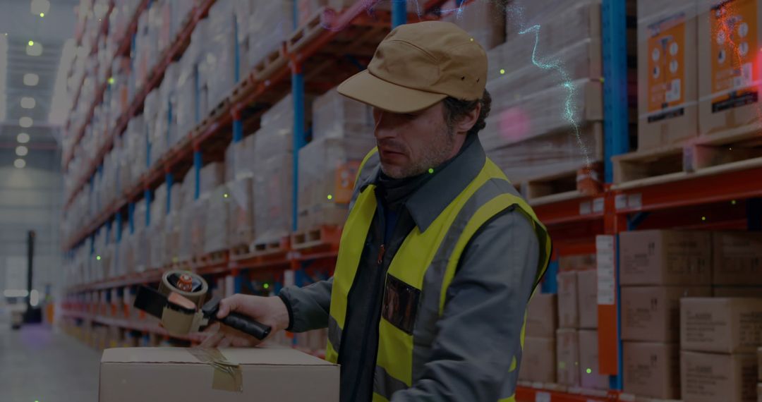 Warehouse Worker Scanning Boxes in Storage Facility - Free Images, Stock Photos and Pictures on Pikwizard.com